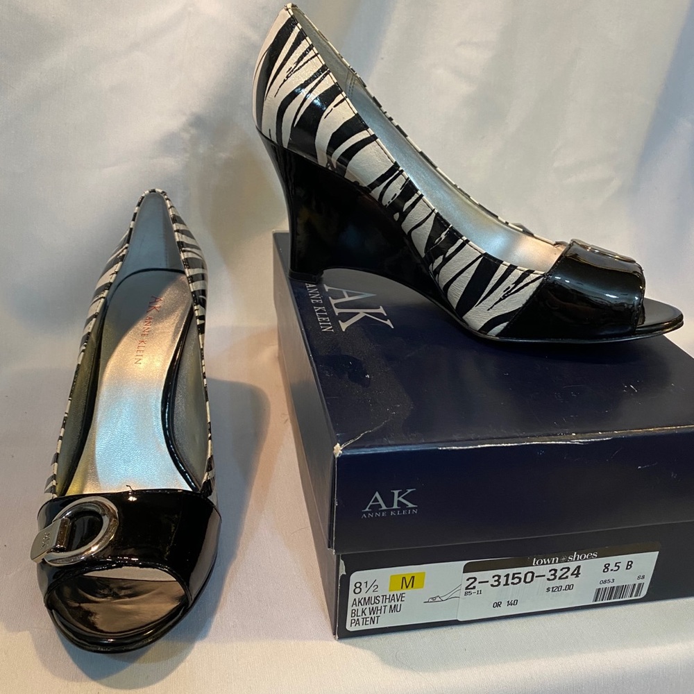 Anne Klein black patent and leather zebra.
